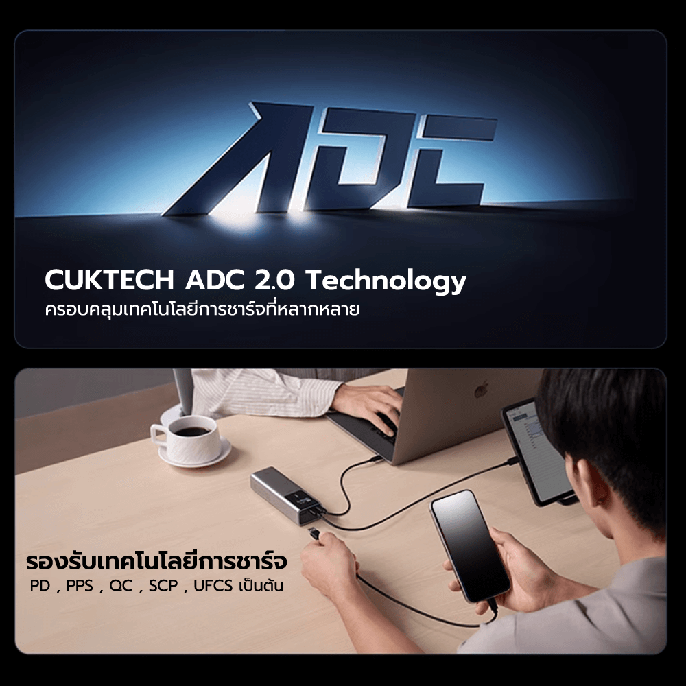 แบตเตอรี่สำรอง CUKTECH PB150P CN.V 15000MAH สีเทา มาตรฐาน CCC จ่ายไฟรวมกันได้สูงถึง 120W_6